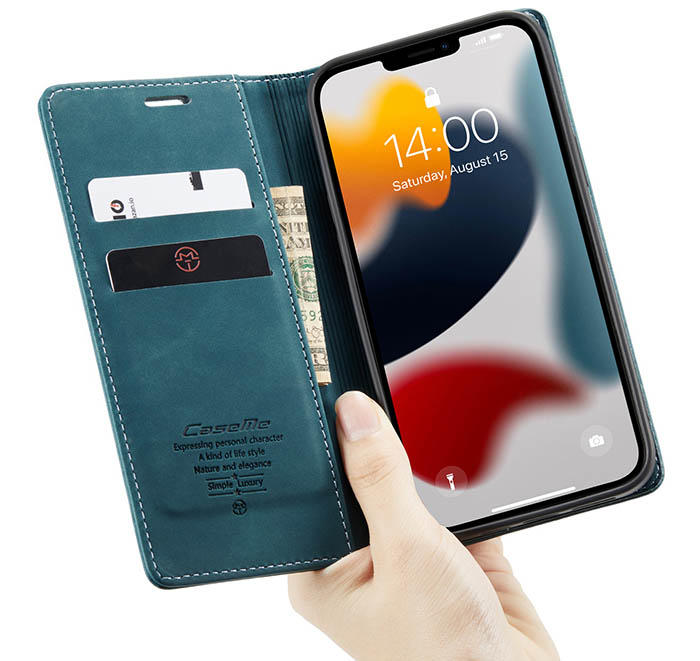 CaseMe iPhone 13 Pro Wallet Kickstand Magnetic Flip Leather Case