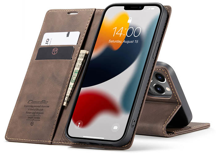 CaseMe iPhone 13 Pro Max Wallet Kickstand Magnetic Flip Leather Case