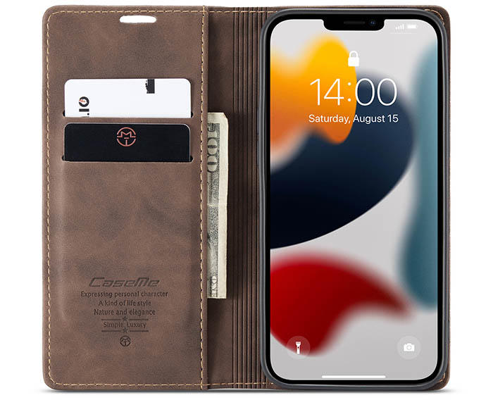 CaseMe iPhone 13 Pro Max Wallet Kickstand Magnetic Flip Leather Case