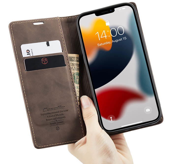 CaseMe iPhone 13 Pro Max Wallet Kickstand Magnetic Flip Leather Case