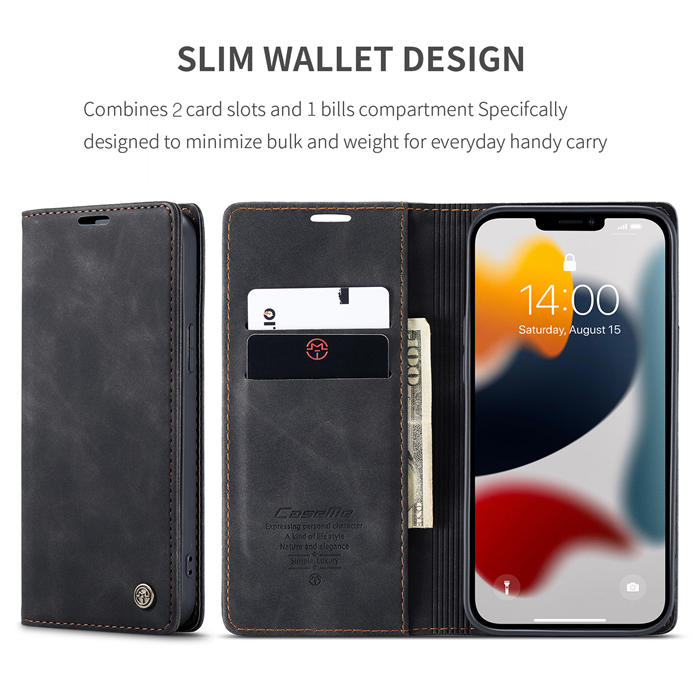 CaseMe iPhone 13 Wallet Kickstand Magnetic Case Black