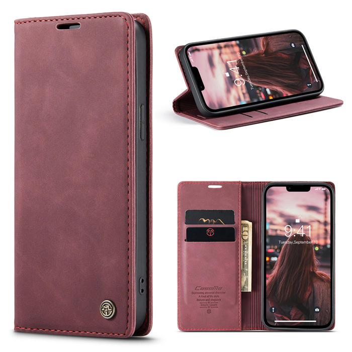 CaseMe iPhone 14 Wallet Kickstand Magnetic Case Red