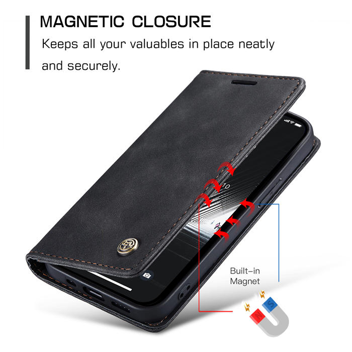 CaseMe iPhone 14 Max Wallet Kickstand Magnetic Case Black