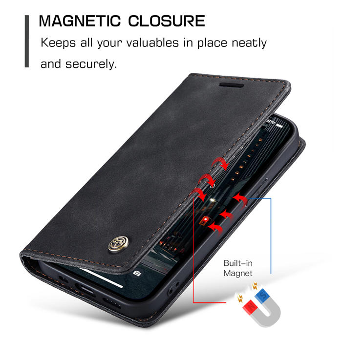 CaseMe iPhone 14 Pro Max Wallet Kickstand Magnetic Case Black