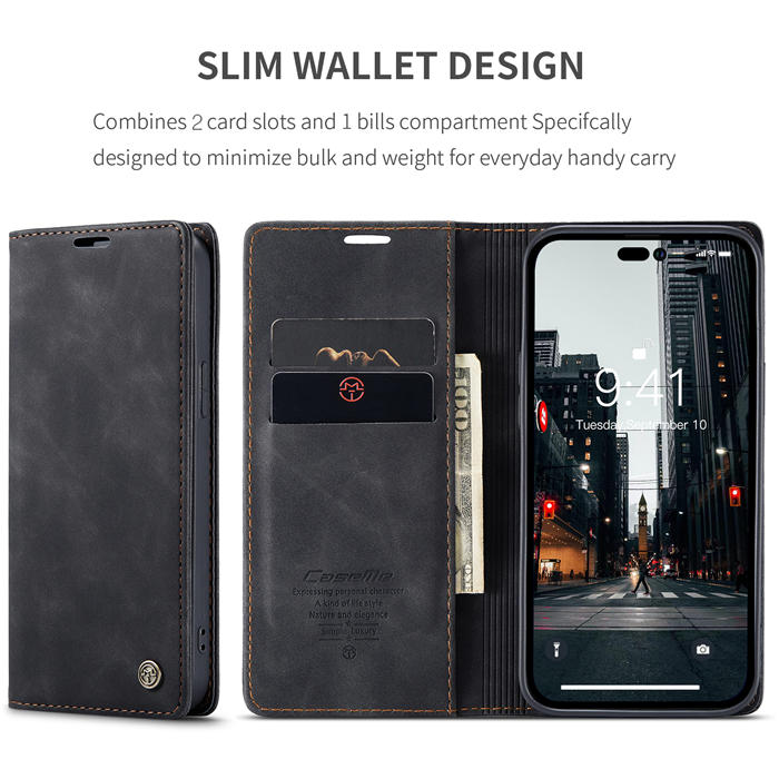 CaseMe iPhone 14 Pro Max Retro Wallet Magnetic Case