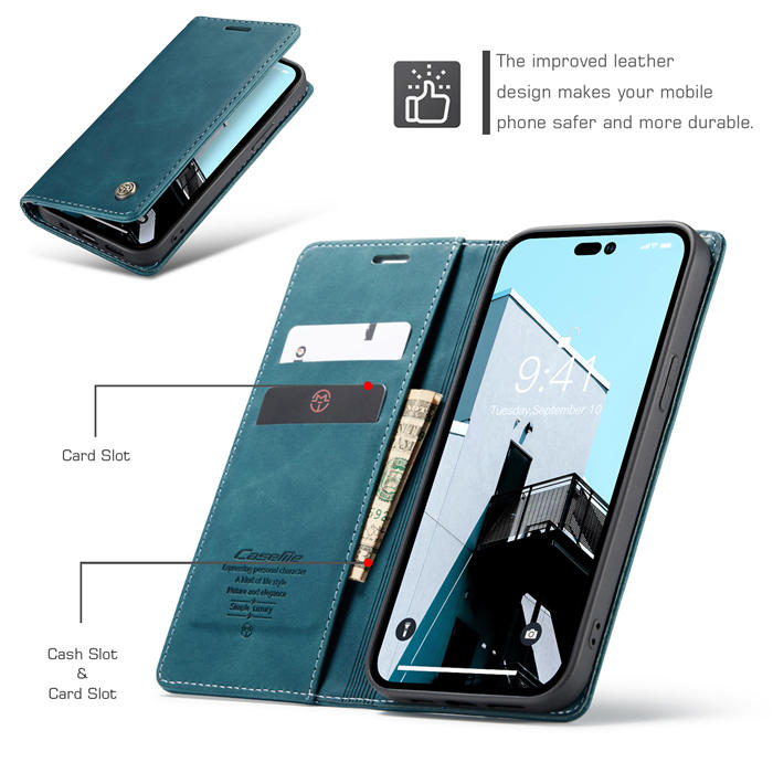 CaseMe iPhone 14 Pro Max Retro Wallet Magnetic Case