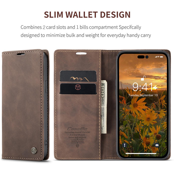 CaseMe iPhone 14 Pro Max Retro Wallet Magnetic Case