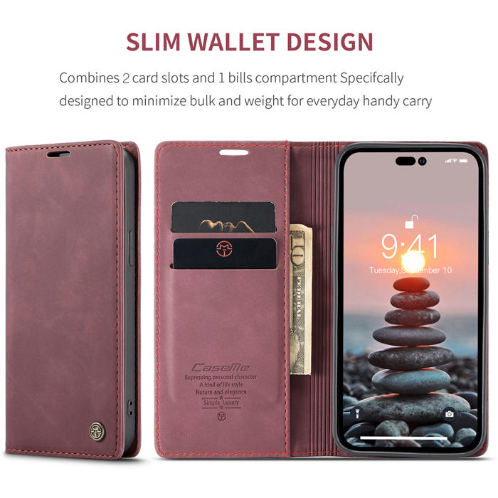 CaseMe iPhone 14 Pro Max Retro Wallet Magnetic Case
