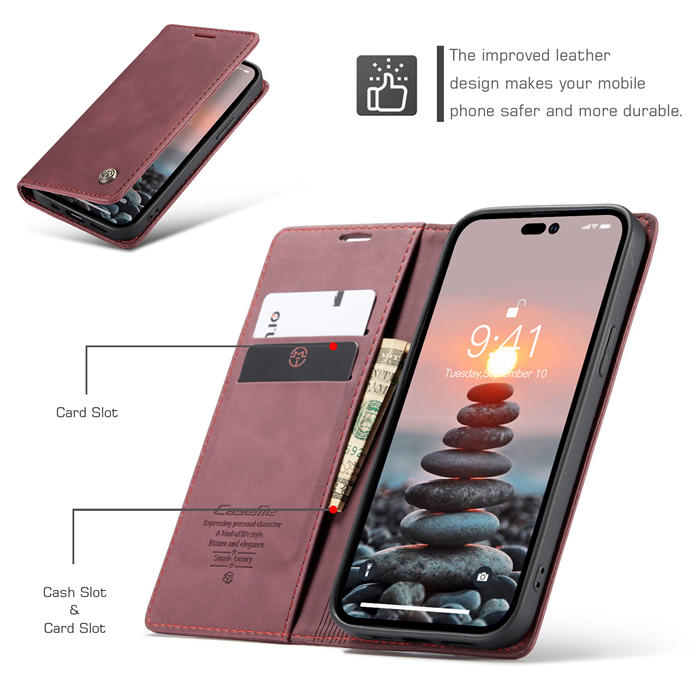 CaseMe iPhone 14 Pro Max Retro Wallet Magnetic Case