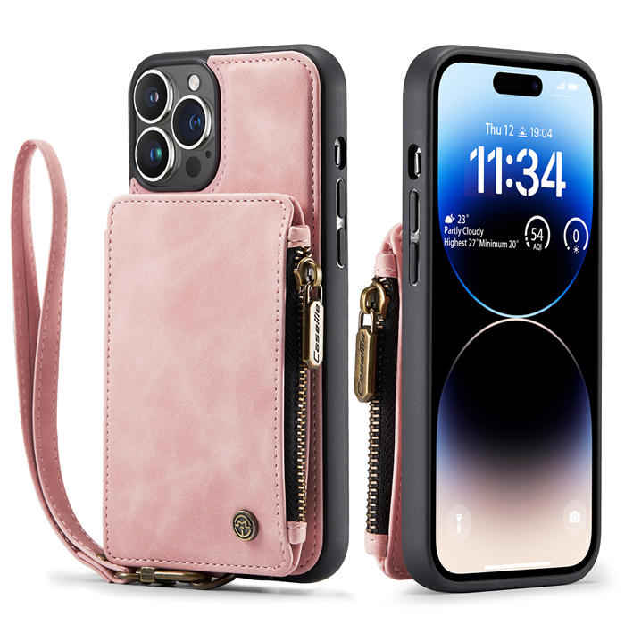 CaseMe iPhone 14 Pro Max Wallet RFID Blocking Case Pink