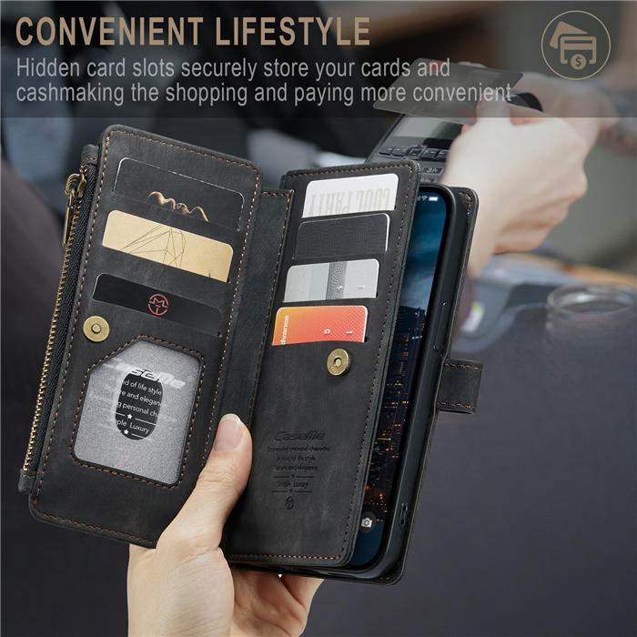 CaseMe Zipper Wallet Kickstand Phone Case with Wrist Strap