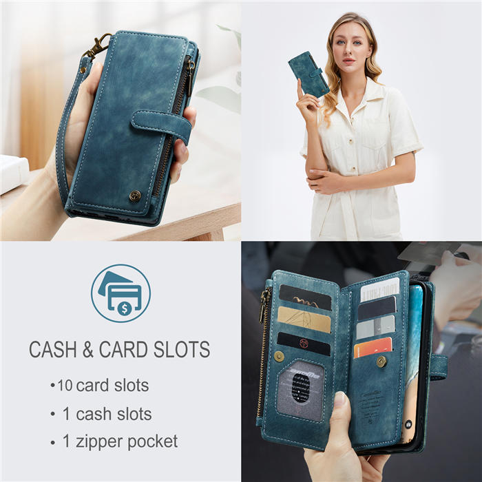 CaseMe Zipper Wallet Kickstand Phone Case with Wrist Strap