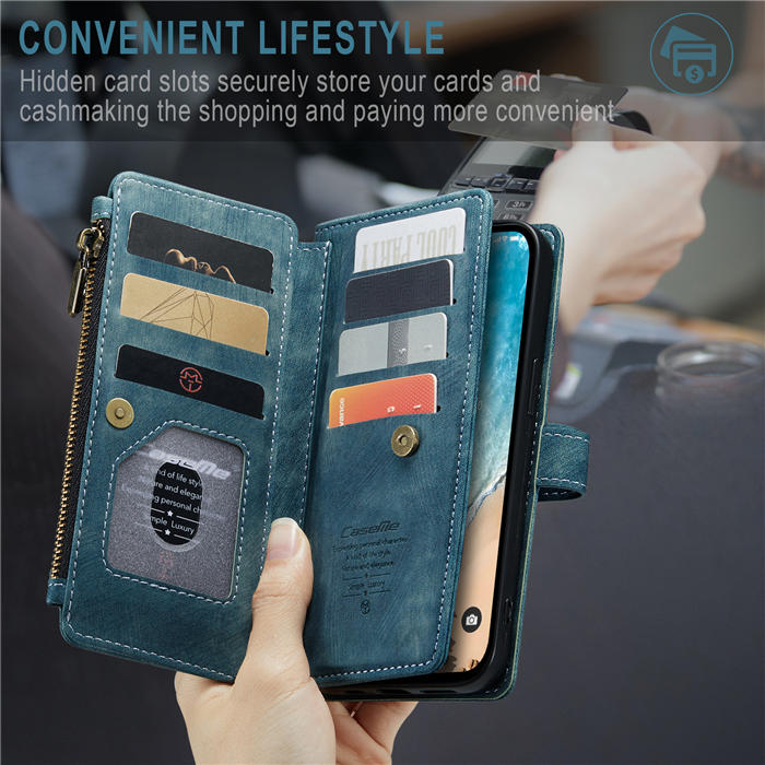 CaseMe Zipper Wallet Kickstand Phone Case with Wrist Strap