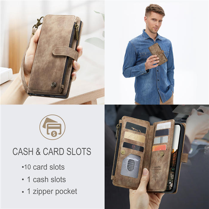 CaseMe Zipper Wallet Kickstand Phone Case with Wrist Strap