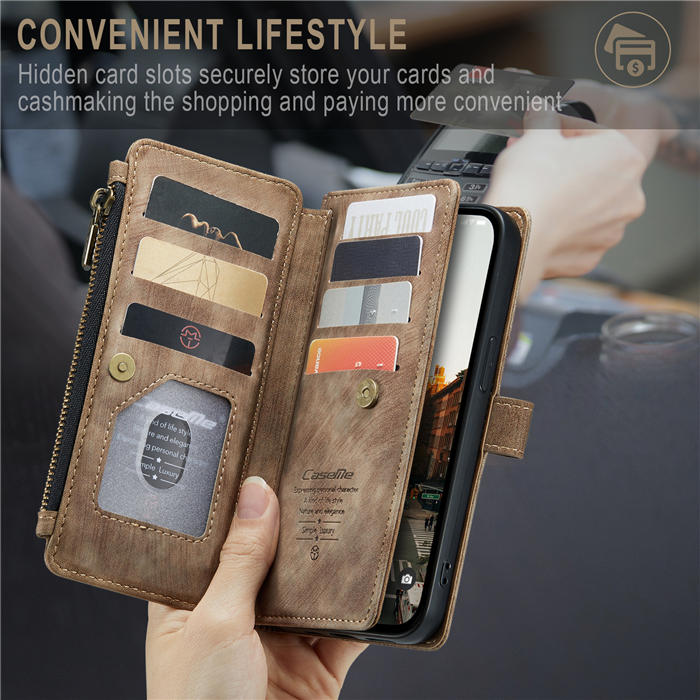 CaseMe Zipper Wallet Kickstand Phone Case with Wrist Strap