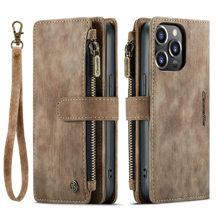 CaseMe Zipper Wallet Kickstand Phone Case with Wrist Strap