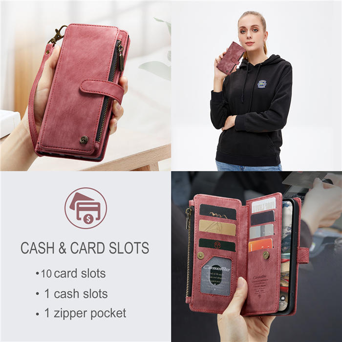 CaseMe Zipper Wallet Kickstand Phone Case with Wrist Strap