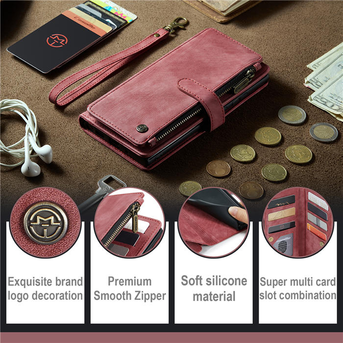 CaseMe Zipper Wallet Kickstand Phone Case with Wrist Strap