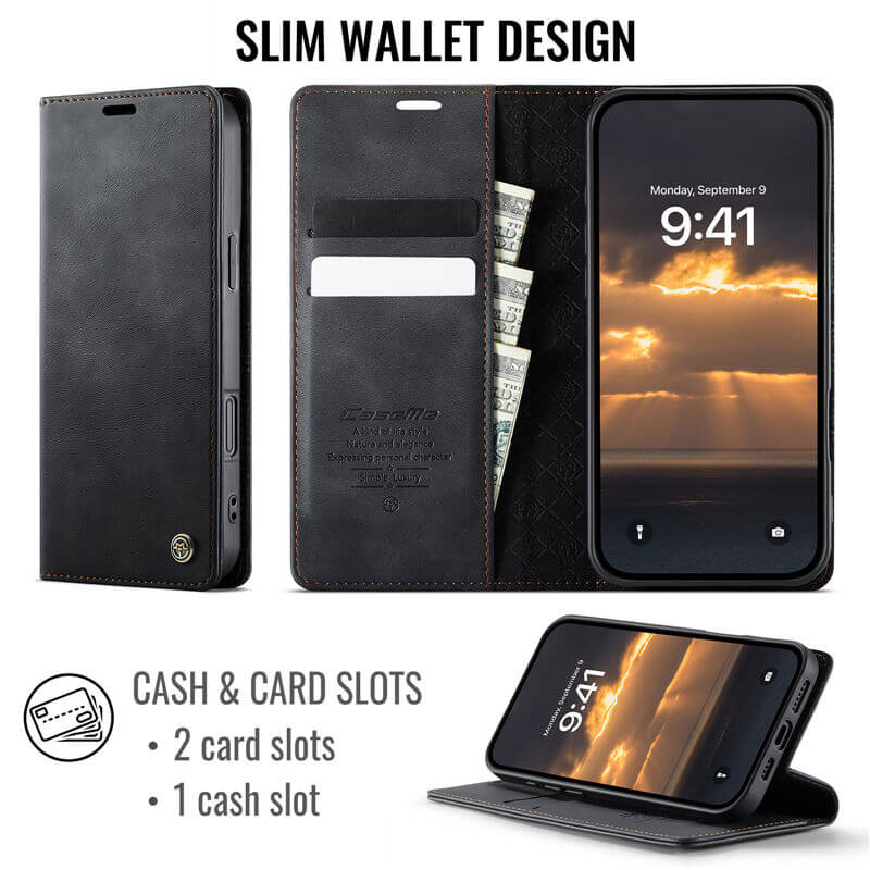 CaseMe iPhone 16 Plus Magnetic Wallet Case with RFID Blocking
