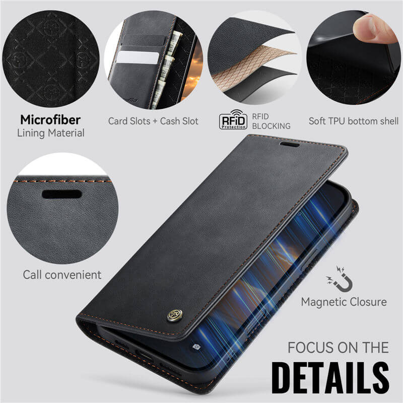 CaseMe iPhone 16 Plus Magnetic Wallet Case with RFID Blocking