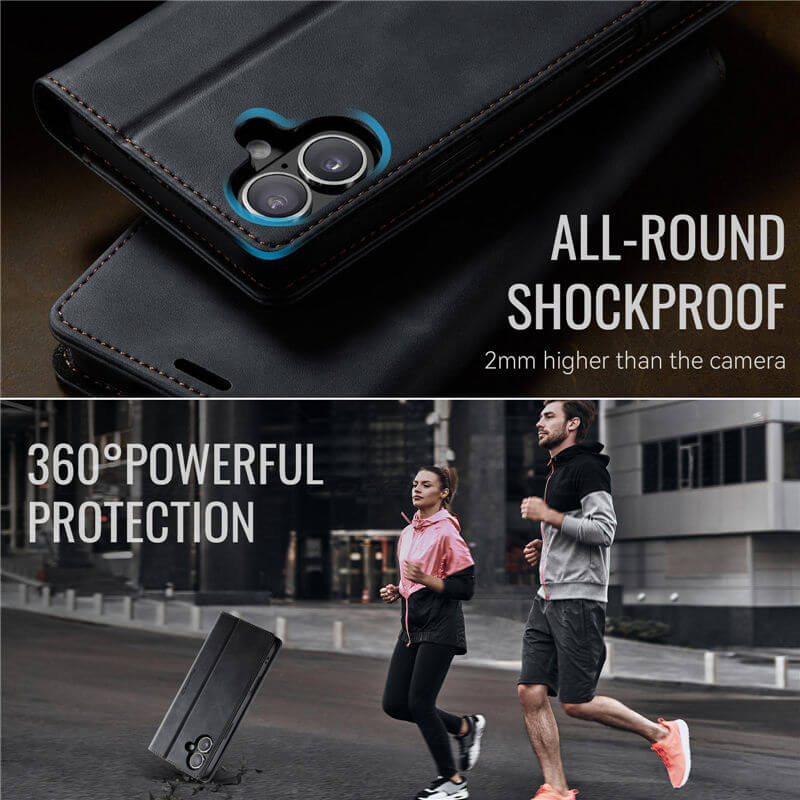 CaseMe iPhone 16 Plus Magnetic Wallet Case with RFID Blocking