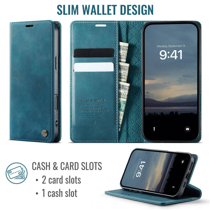 CaseMe iPhone 16 Magnetic Wallet Case with RFID Blocking