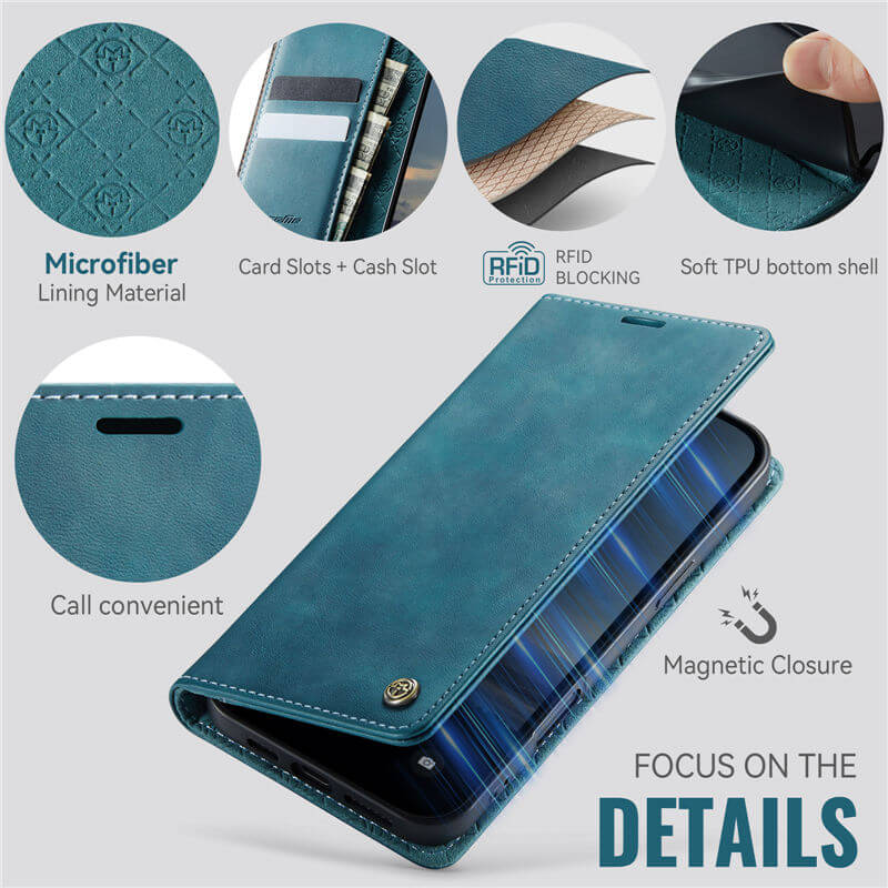 CaseMe iPhone 16 Magnetic Wallet Case with RFID Blocking