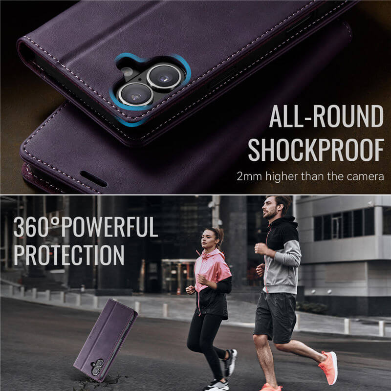 CaseMe iPhone 16 Magnetic Wallet Case with RFID Blocking