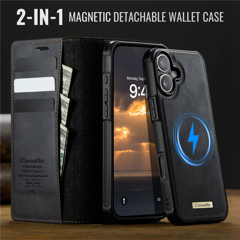 CaseMe iPhone 16 2-in-1 Magnetic Wallet Case