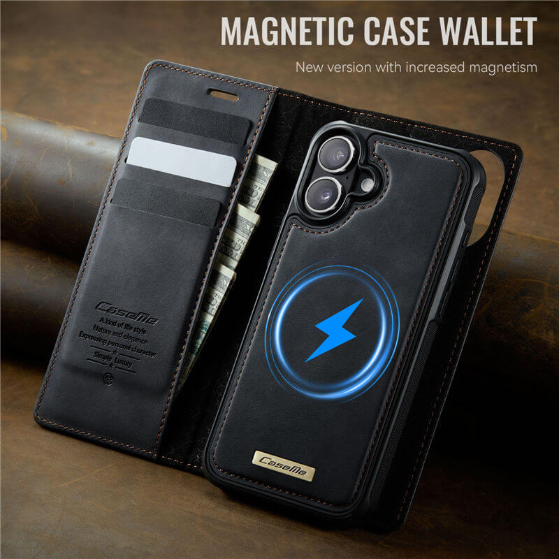 CaseMe iPhone 16 2-in-1 Magnetic Wallet Case
