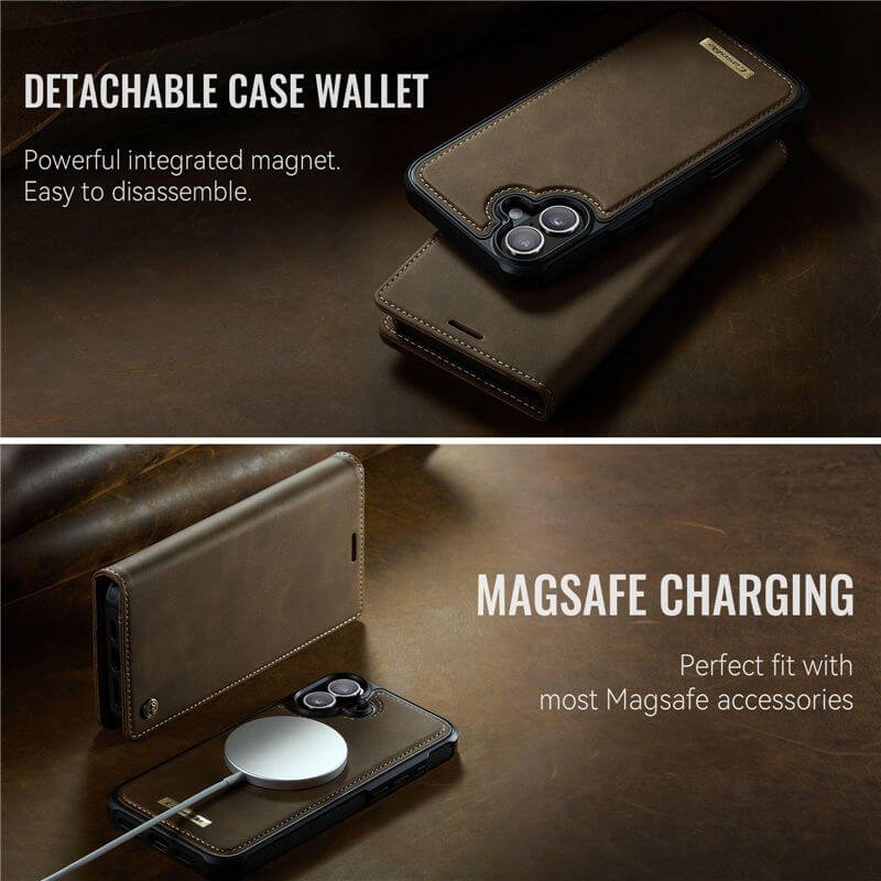 CaseMe iPhone 16 2-in-1 Magnetic Wallet Case
