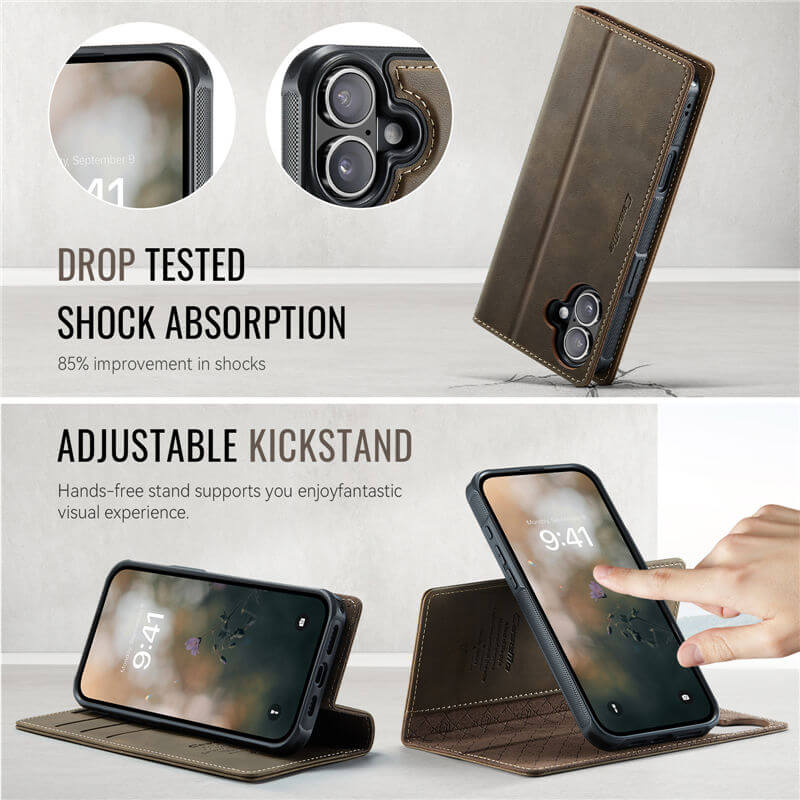 CaseMe iPhone 16 2-in-1 Magnetic Wallet Case