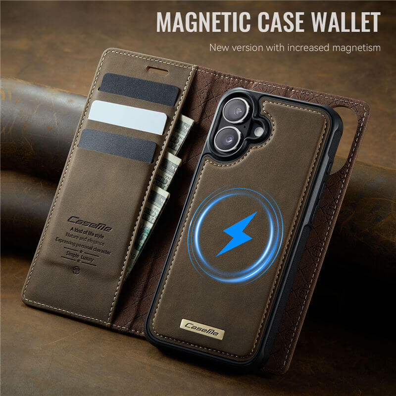 CaseMe iPhone 16 2-in-1 Magnetic Wallet Case