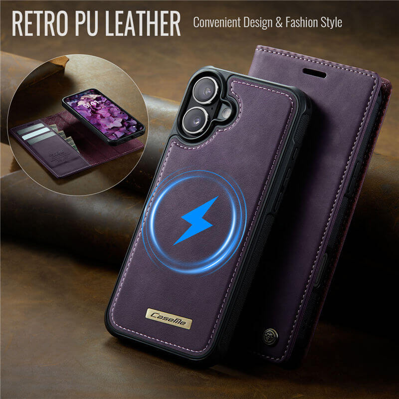 CaseMe iPhone 16 2-in-1 Magnetic Wallet Case