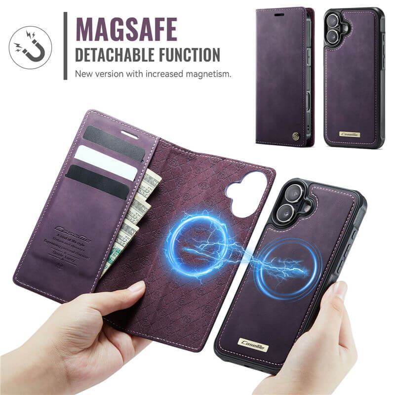 CaseMe iPhone 16 2-in-1 Magnetic Wallet Case