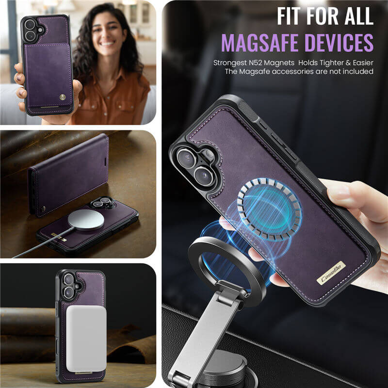 CaseMe iPhone 16 2-in-1 Magnetic Wallet Case