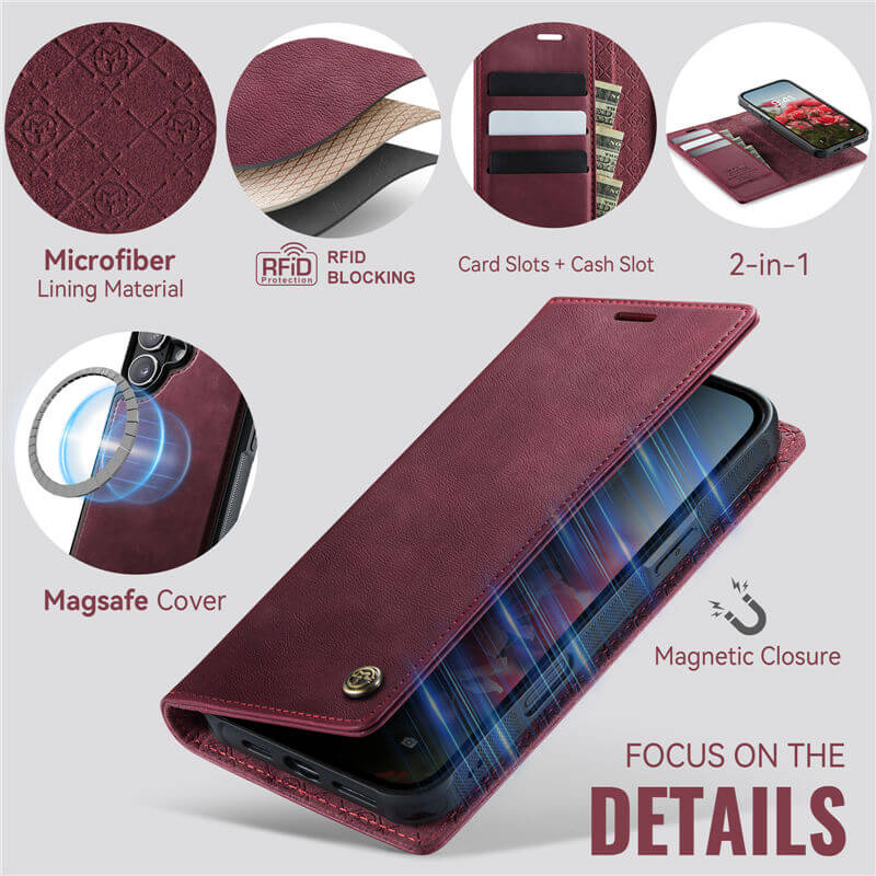 CaseMe iPhone 16 Plus 2-in-1 Magnetic Wallet Case