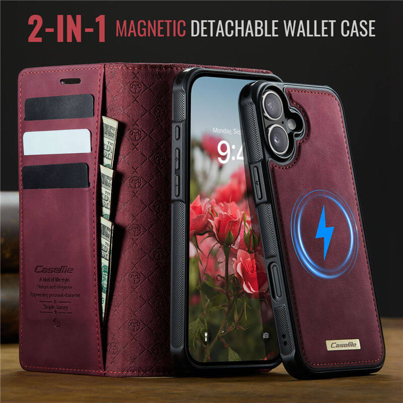 CaseMe iPhone 16 Plus 2-in-1 Magnetic Wallet Case