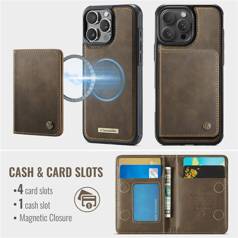 CaseMe iPhone 16 Pro 2-in-1 Detachable Magnetic Wallet Case