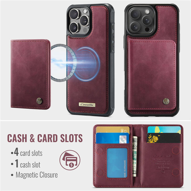 CaseMe iPhone 16 Pro 2-in-1 Detachable Magnetic Wallet Case