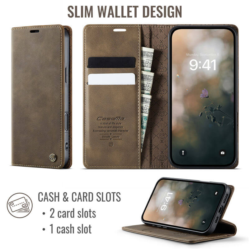 CaseMe iPhone 16 Pro Max Magnetic Wallet Case with RFID Blocking