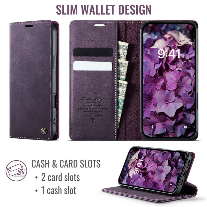 CaseMe iPhone 16 Pro Magnetic Wallet Case with RFID Blocking