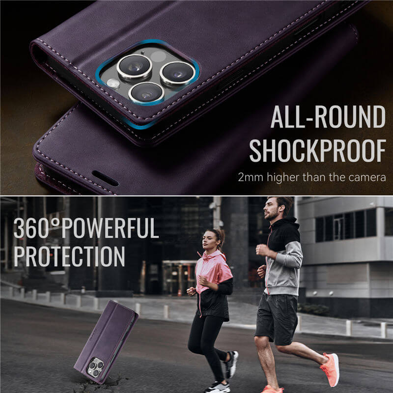 CaseMe iPhone 16 Pro Magnetic Wallet Case with RFID Blocking