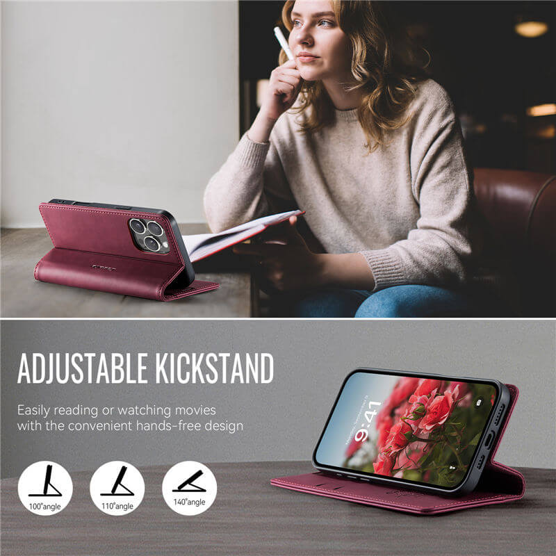 CaseMe iPhone 16 Pro Max Magnetic Wallet Case with RFID Blocking