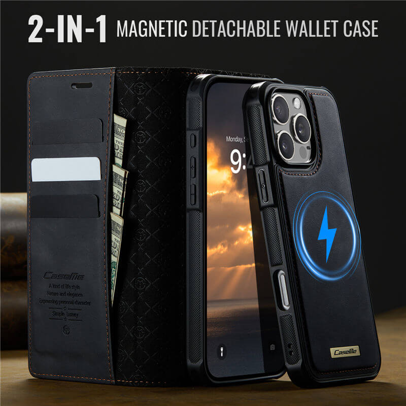 CaseMe iPhone 16 Pro Max 2-in-1 Magnetic Wallet Case