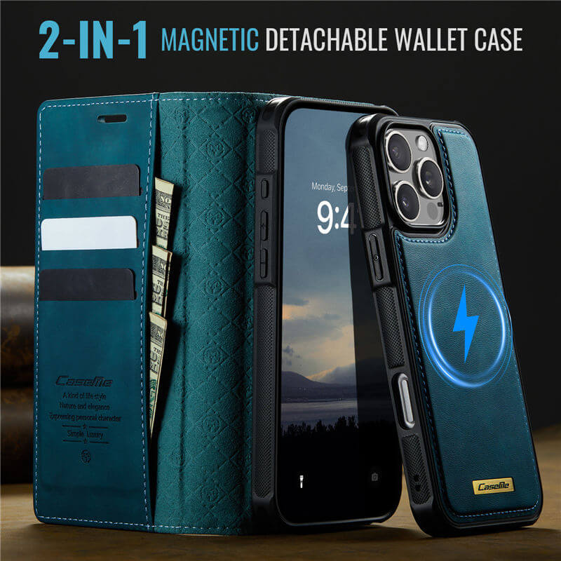CaseMe iPhone 16 Pro Max 2-in-1 Magnetic Wallet Case