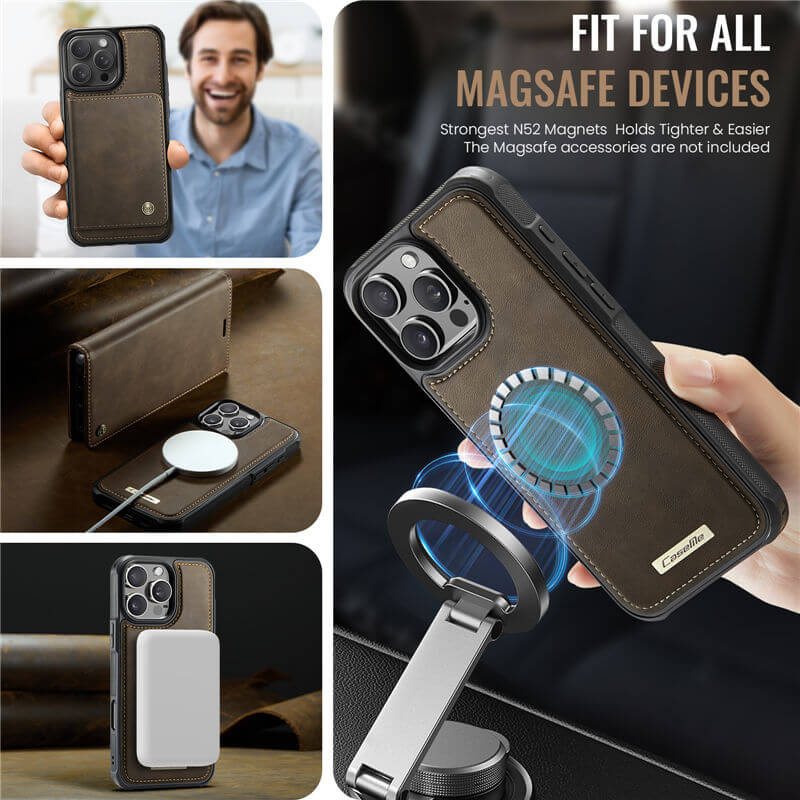 CaseMe iPhone 16 Pro Max 2-in-1 Magnetic Wallet Case