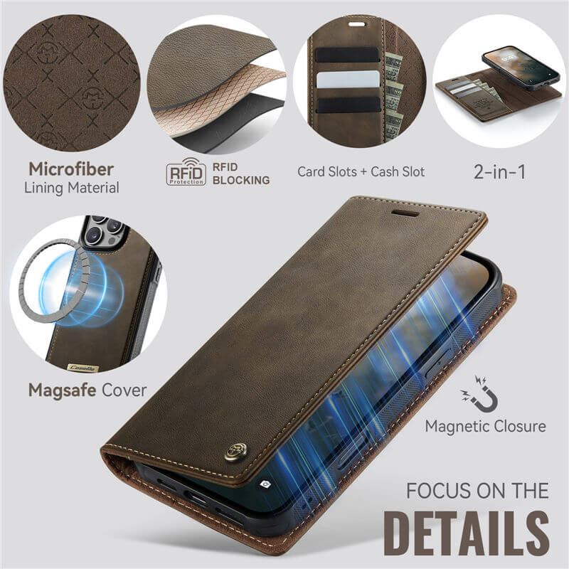 CaseMe iPhone 16 Pro Max 2-in-1 Magnetic Wallet Case