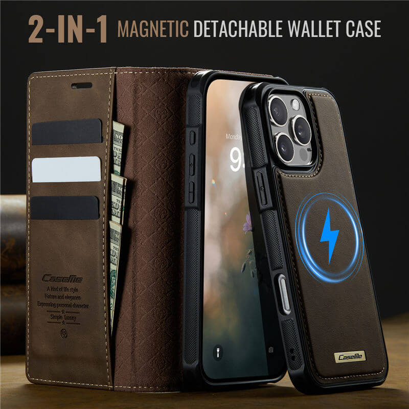 CaseMe iPhone 16 Pro Max 2-in-1 Magnetic Wallet Case