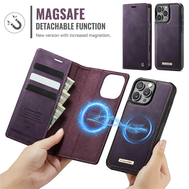 CaseMe iPhone 16 Pro Max 2-in-1 Magnetic Wallet Case